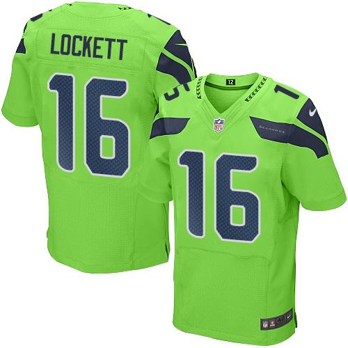 Nike Seahawks #16 Tyler Lockett Green Men's Stitched NFL Elite Rush Jersey - Click Image to Close